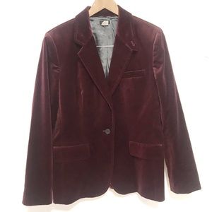 JCREW velvet velour Parke blazer burgundy size 14